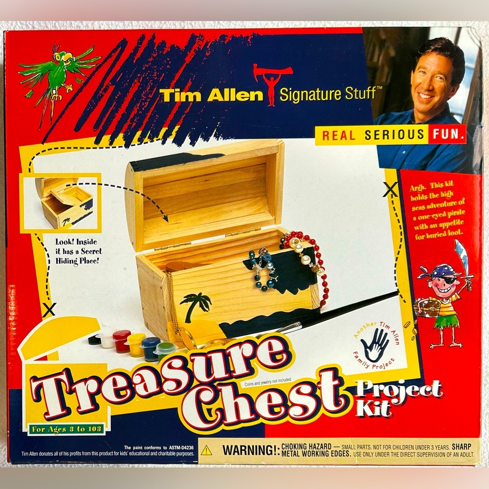 Tim Allen Treasure Chest Project Kit. Never Opened. Wooden Box Craft